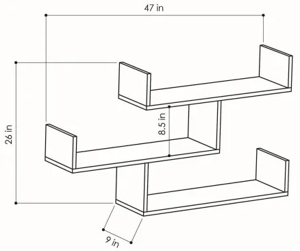 Etajeră de perete TIBET 67x120 cm antracit