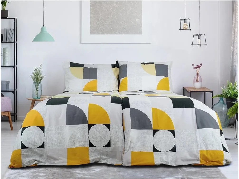 Lenjerie de pat din bumbac Renforce CREP GEOMETRIES crem Dimensiune lenjerie de pat: 70 x 90 cm | 140 x 200 cm