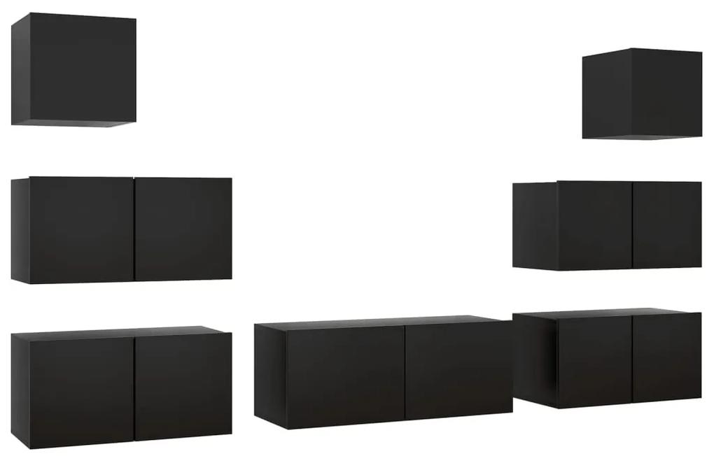 3078817 vidaXL Set dulap TV, 7 piese, negru, lemn prelucrat