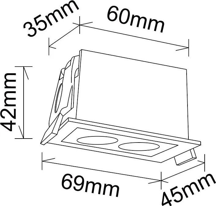 Corp incastrabil cu 2 spoturi LED BLAU negru