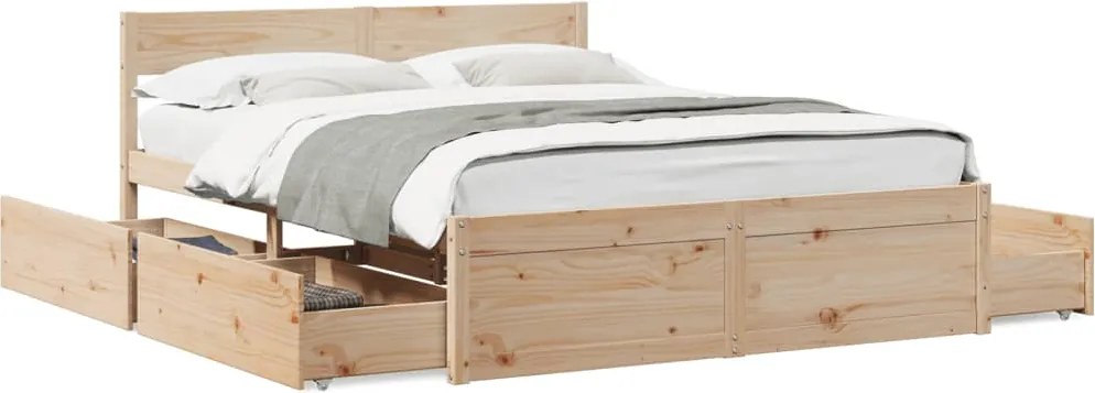 vidaXL Cadru de pat fără saltea, 140x200 cm, lemn masiv pin