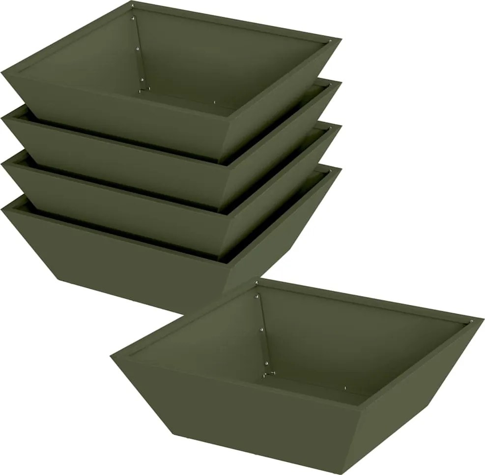 vidaXL Vază pentru Grădină 5 pcs Verde măsliniu 50 x 50 x 15 cm