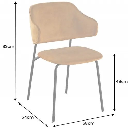 Neînvins Scaun de design Tracy catifea galben mustar cu cadru negru