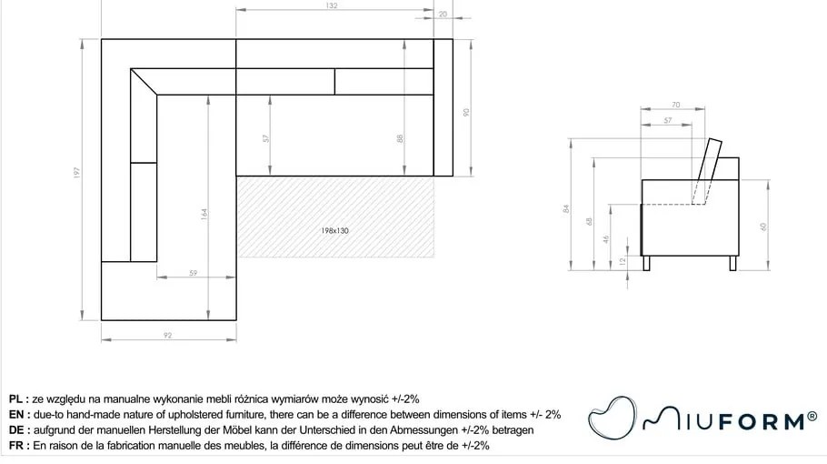 Colțar maro extensibil cu tapițerie din catifea reiată (cu colț pe partea stângă ) Lofty Lilly – Miuform