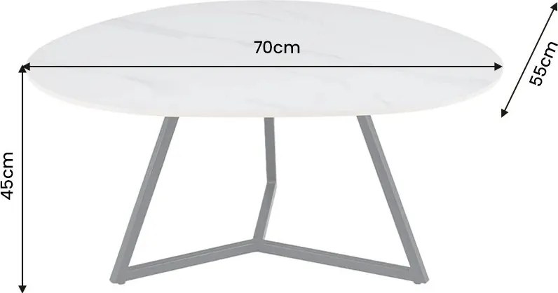 Masuta de cafea cu blat ceramic alb MARVELOUS 70cm