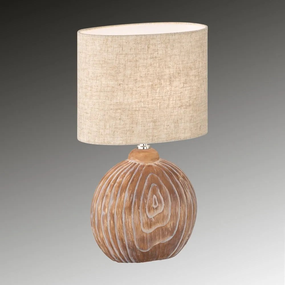 Veioză maro/bej din ceramică cu abajur textil (înălțime 39 cm) Tobse – Fischer & Honsel