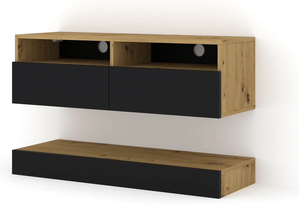 Masă TV Dual 100 (Stejar artisan + Negru). 1124858