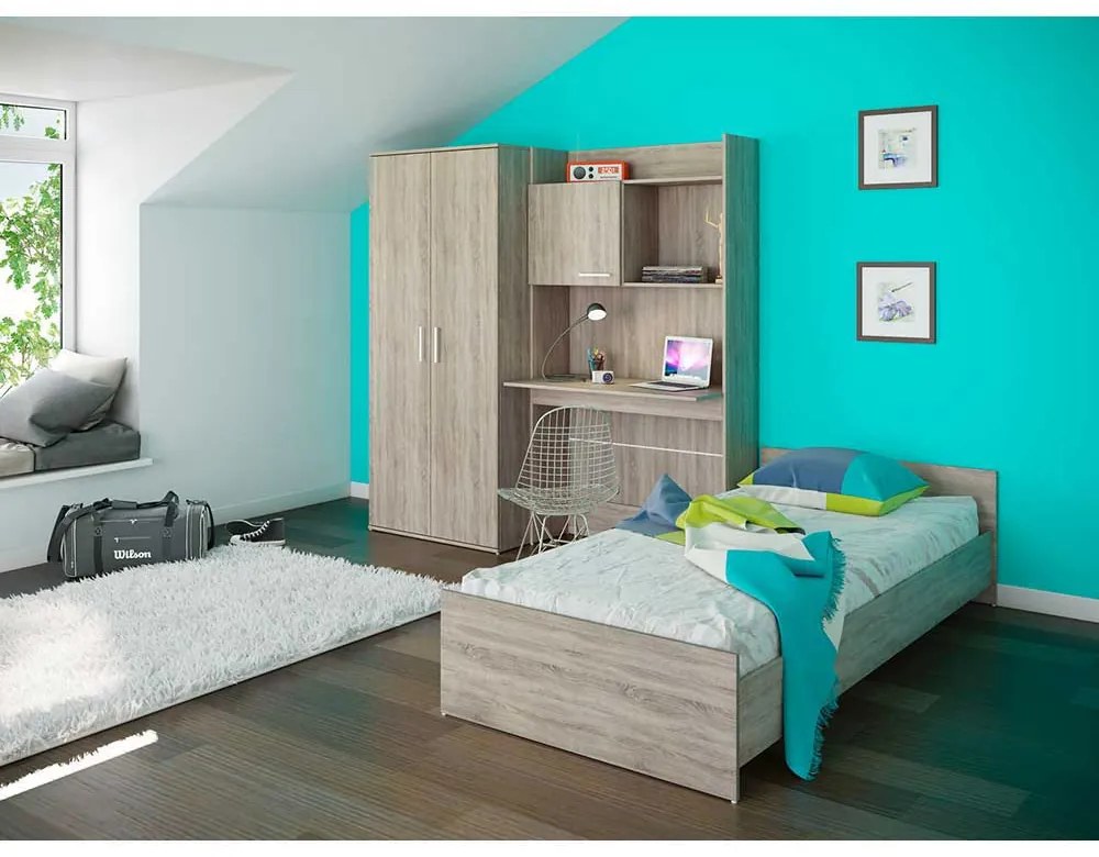 PAT SINGLE ERMIN, 204.5X94.5X71 (90X200) CM, CULOARE SONOMA, PAL