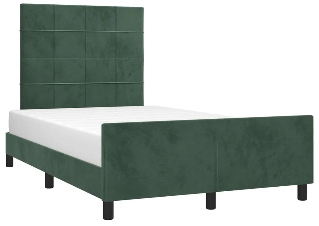 vidaXL Cadru de pat fără saltea verde închis 120x190 cm catifea