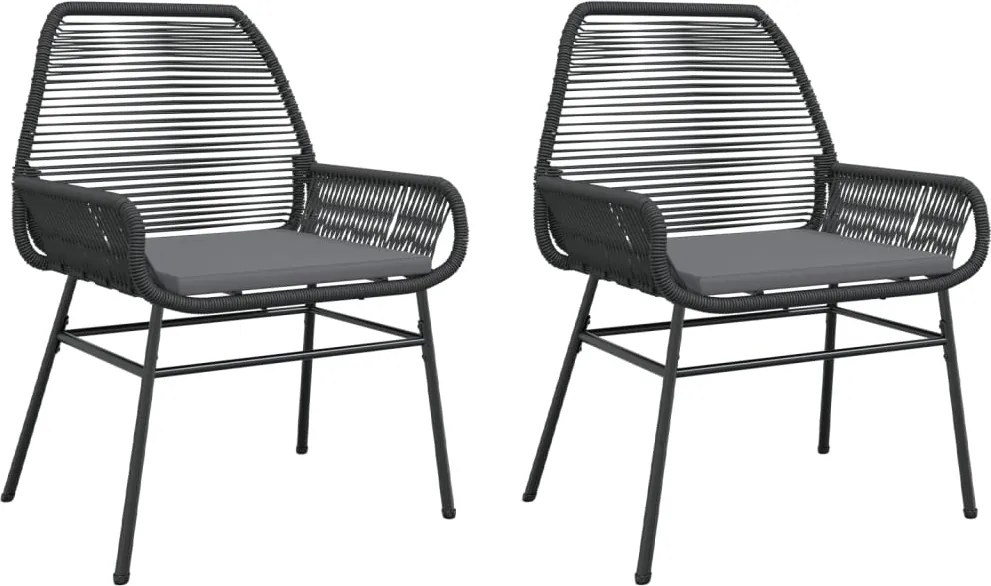 vidaXL Scaune de grădină cu perne, 2 buc., negru, poliratan