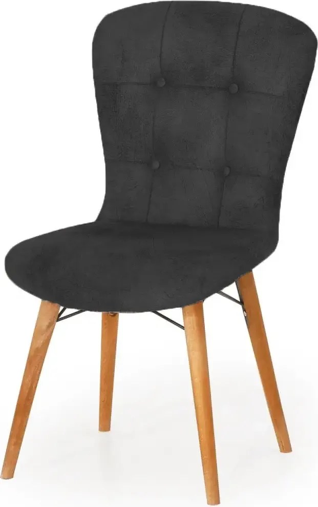 Resigilat:Scaun living tapitat negru-nuc Beluga Homs