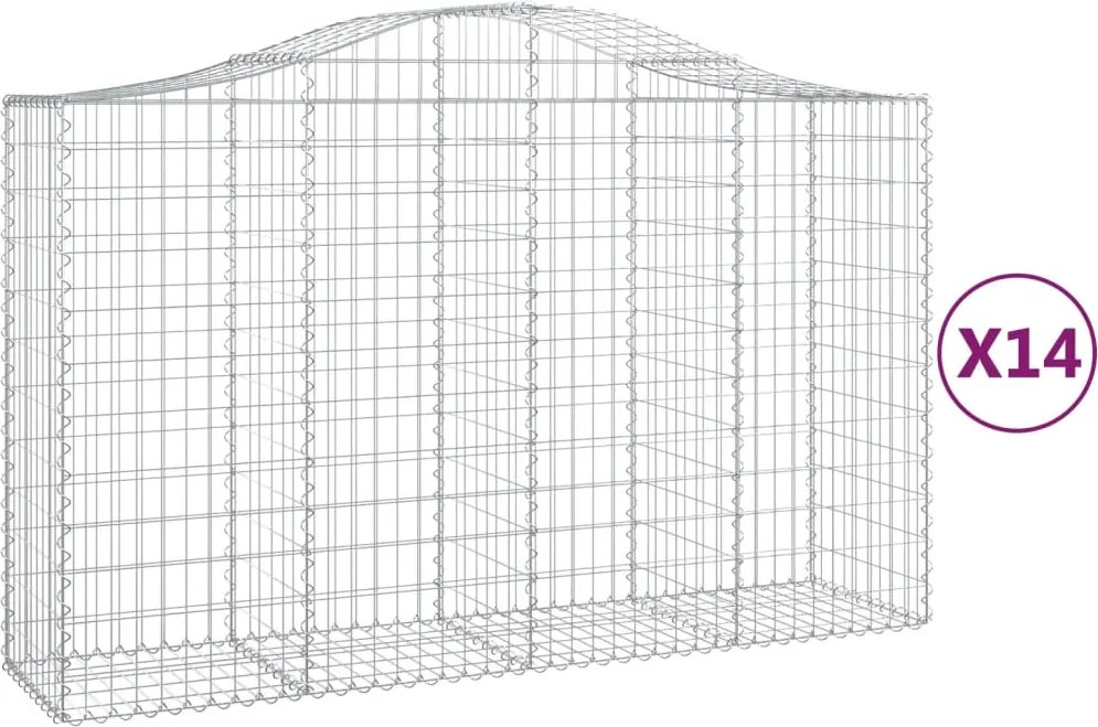 vidaXL Coșuri gabion arcuite 14 buc, 200x50x120/140 cm,fier galvanizat