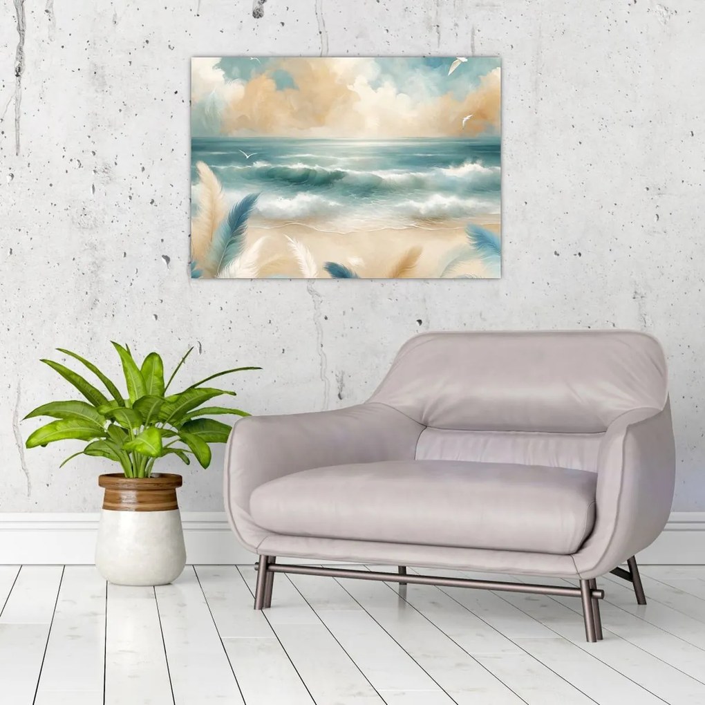 Tablou – Plajă pictată în culori delicate (70x50 cm)