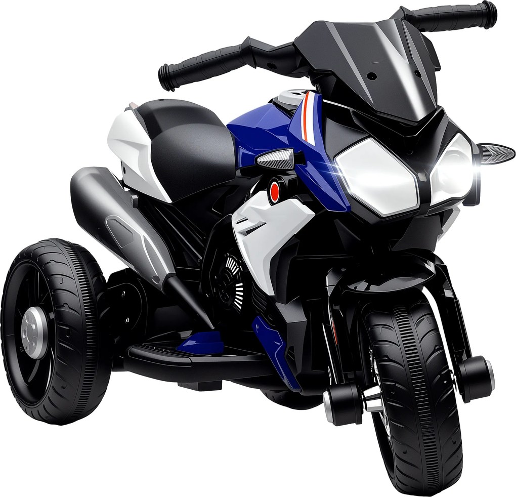 HOMCOM Motocicletă Electrică pentru Copii 3-5 Ani, Max. 25kg, cu Baterie 6V, Albastru | Aosom Romania