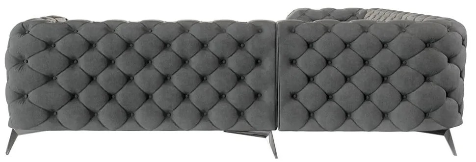 Colțar gri cu tapițerie din catifea Chelsea – Ropez