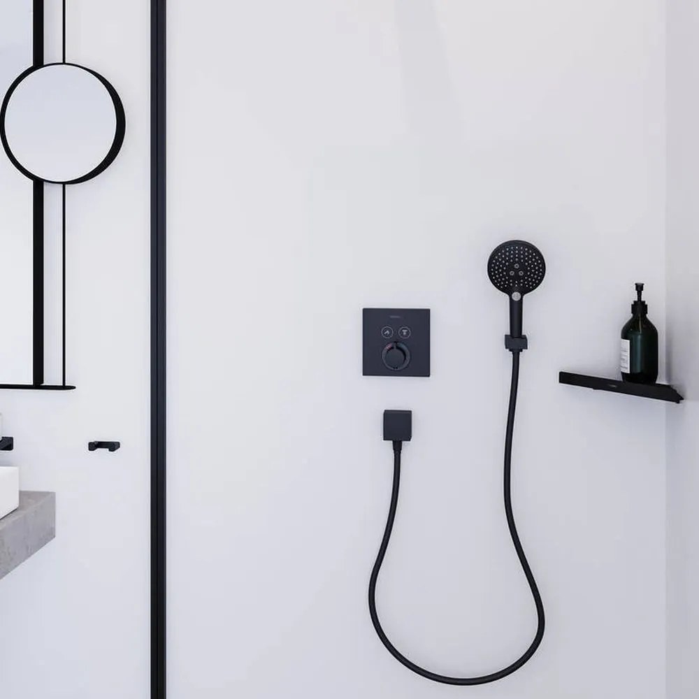 Baterie termostatata incastrata pentru 2 consumatori, negru mat