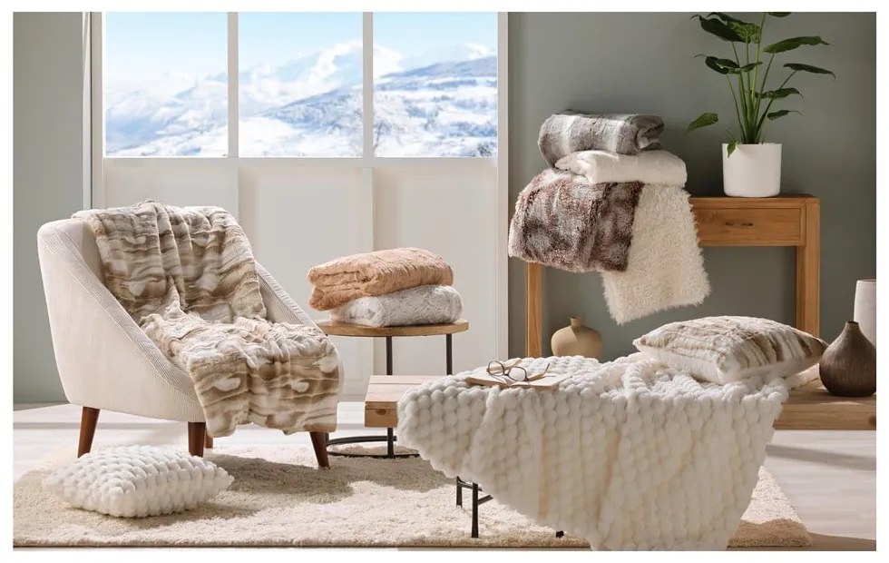 Pătură albă din blană artificială 125x150 cm Mouton – douceur d'intérieur