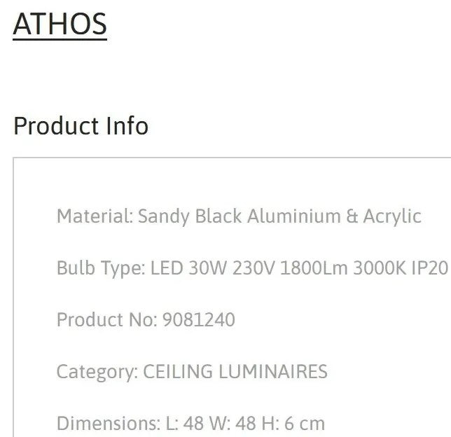 Plafoniera LED design minimal ATHOS neagra