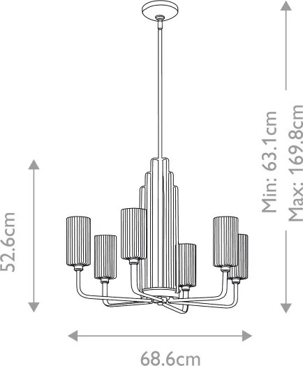 Quintiesse QN-KIMROSE6-BNB - Candelabru cu tijă KIMROSE 6xE14/40W/230V, auriu