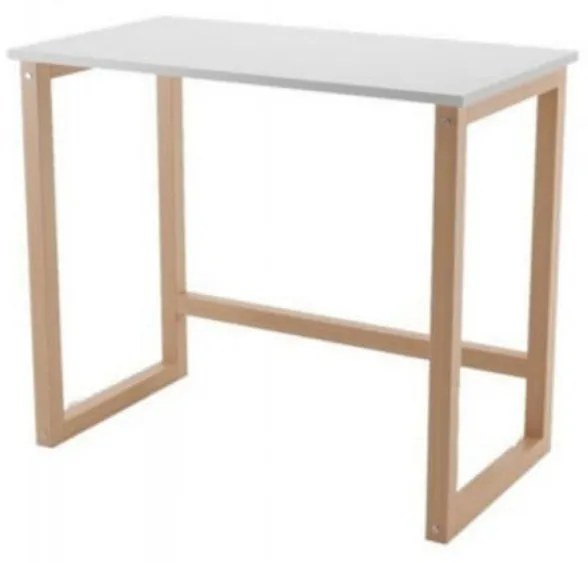 Birou pliabil pentru copii Novokids™ My first Computer desk, Picioare din lemn masiv, Dimensiuni 75x50x90 cm, Pentru laptop si Computer, Natur cu Alb
