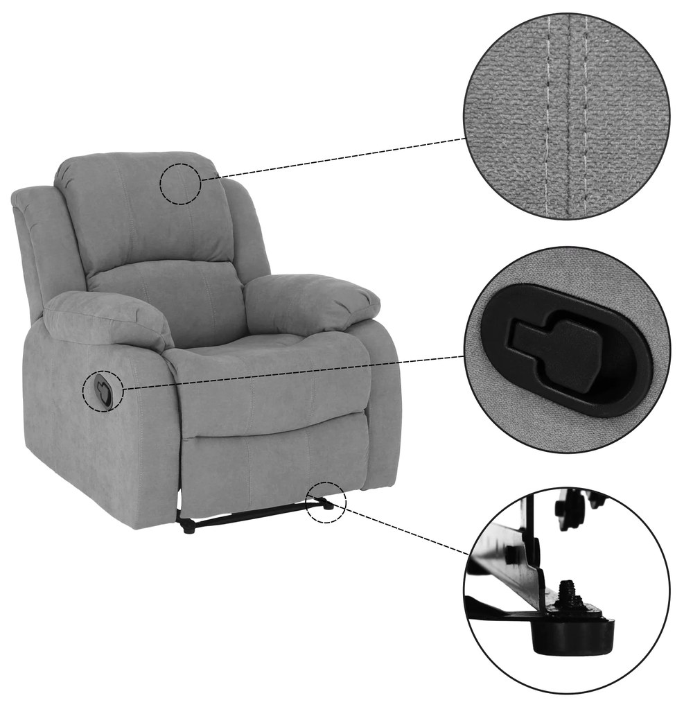 Fotoliu relaxant reglabil, material gri deschis, ASKOY