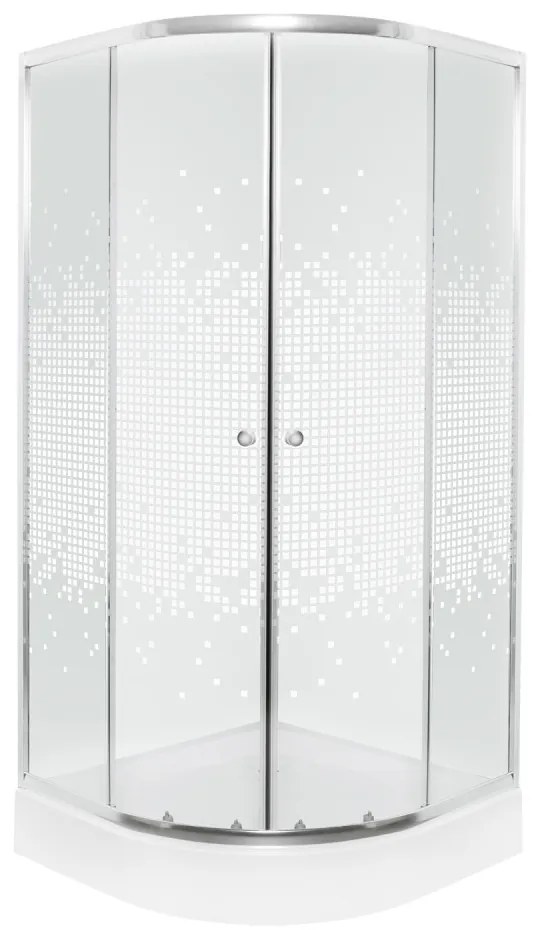 Cabină de duș curbată Pixel White 80 cu cădiță de duș