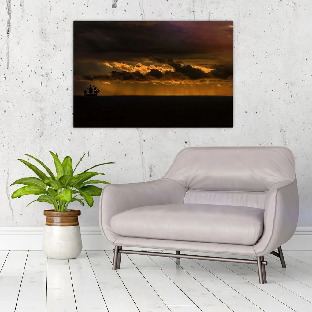 Tablou unei vele în apus de soare (90x60 cm)