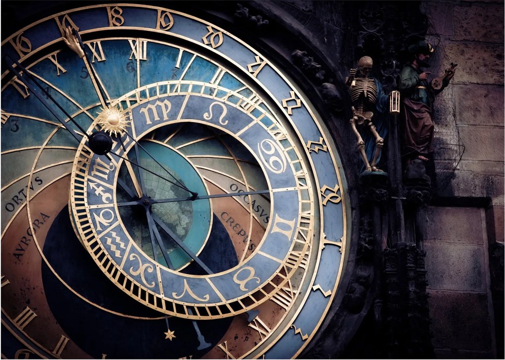 Tablou pe sticlă - Orloj, Praga (70x50 cm)