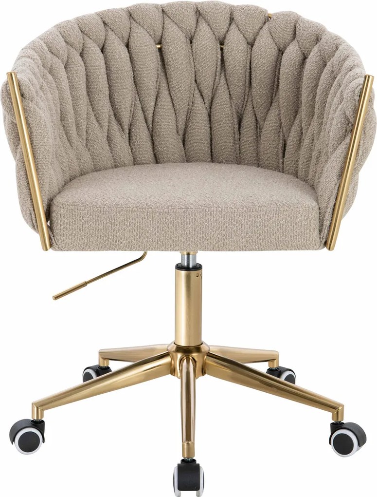 HR750K Scaun Latte Boucle cu Bază Aurie