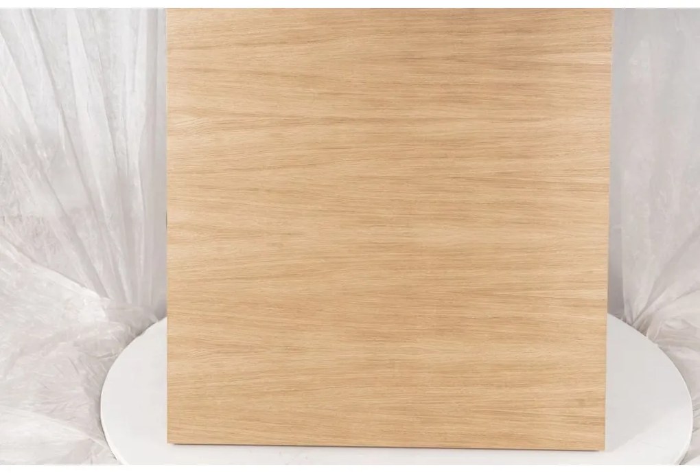 Masă de sufragerie neagră cu blat în decor stejar PURO 70x70