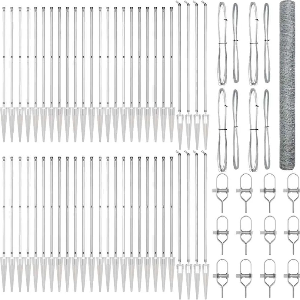 vidaXL Stâlp de gard. Argintiu 100 x 1,6 m (plasă de 36 mm) Oțel