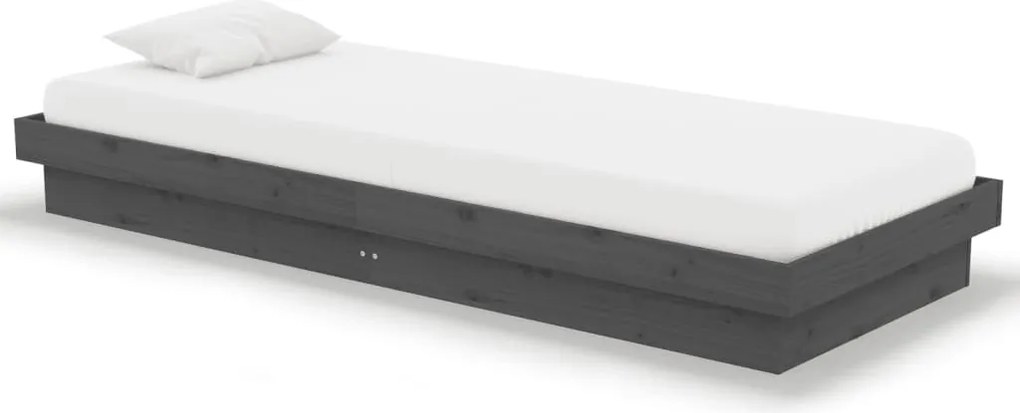 vidaXL Cadru de pat mic single, gri, 75x190 cm, lemn masiv