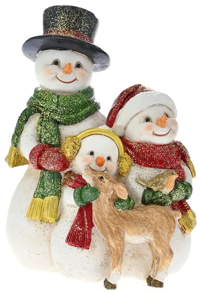 Figurina Snowman Family din rasina 12 cm x 17 cm