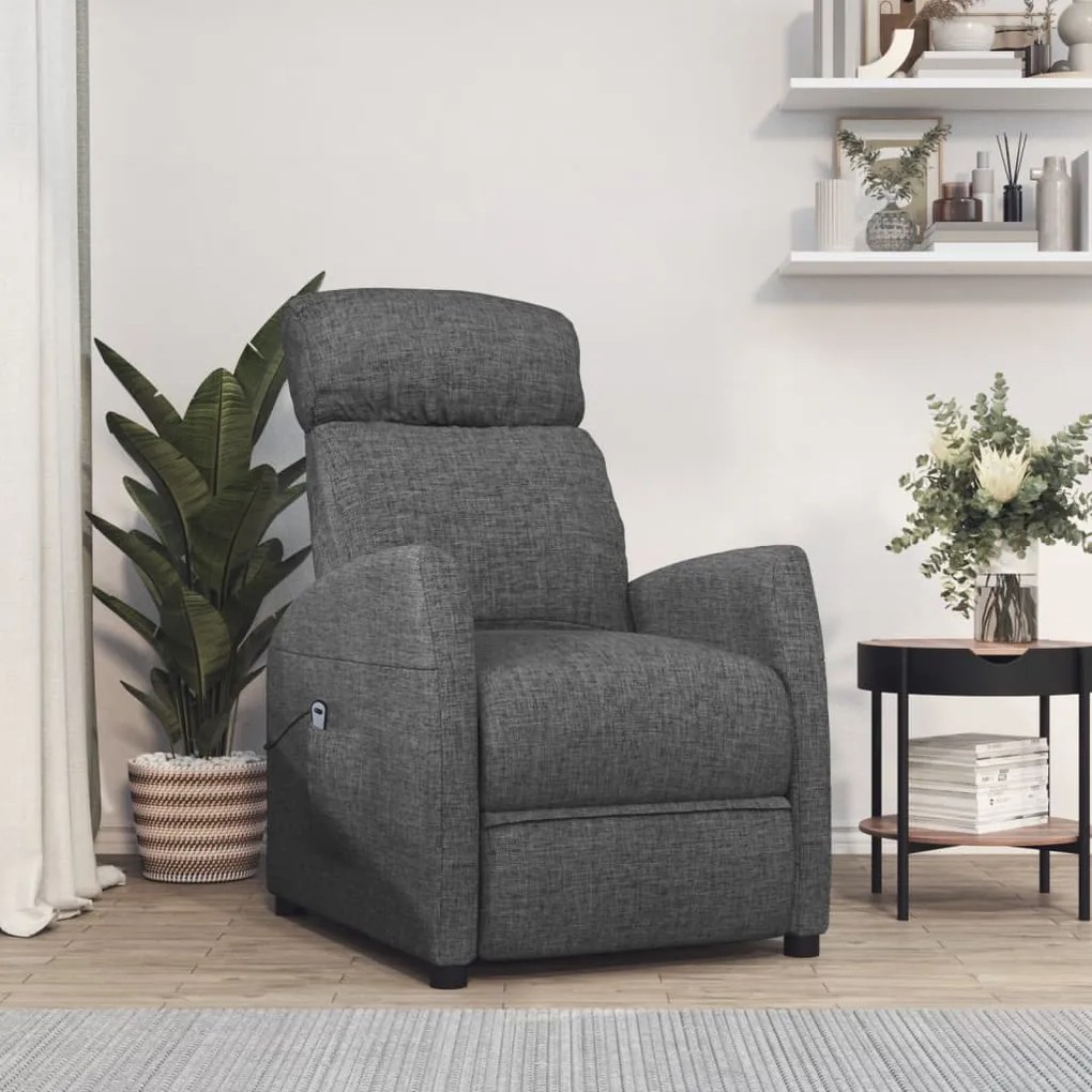 3073637 vidaXL Fotoliu rabatabil electric, gri închis, material textil
