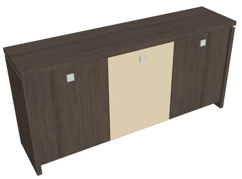 Dulap mic Verno 188 x 46 x 90 cm, uși combinate, stejar antracit / vanilie