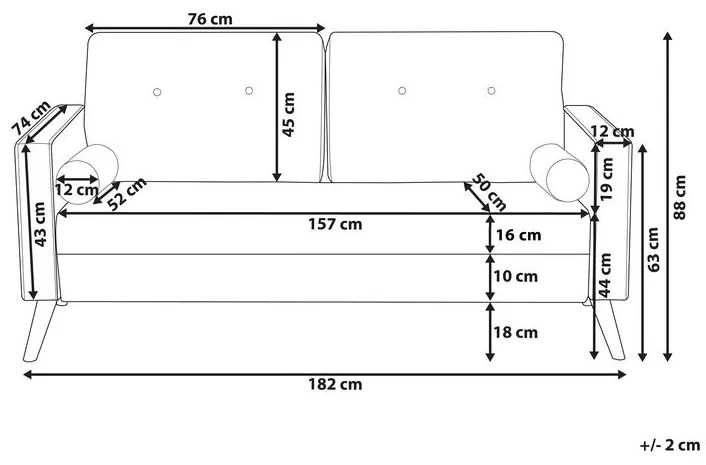 Canapea 2 locuri Kolding (gri închis) . 1008744