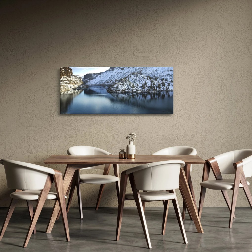 Tablou - peisaj de iarnă cu lac (120x50 cm)