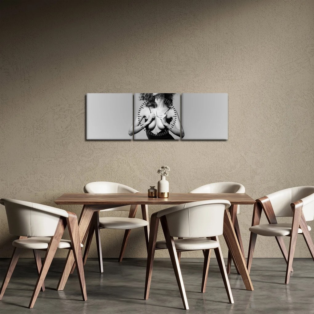 Tablou - Femeia în negru (cu ceas) (90x30 cm)