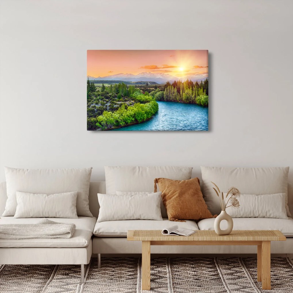Tablou - Pădure peisaj montan (90x60 cm)