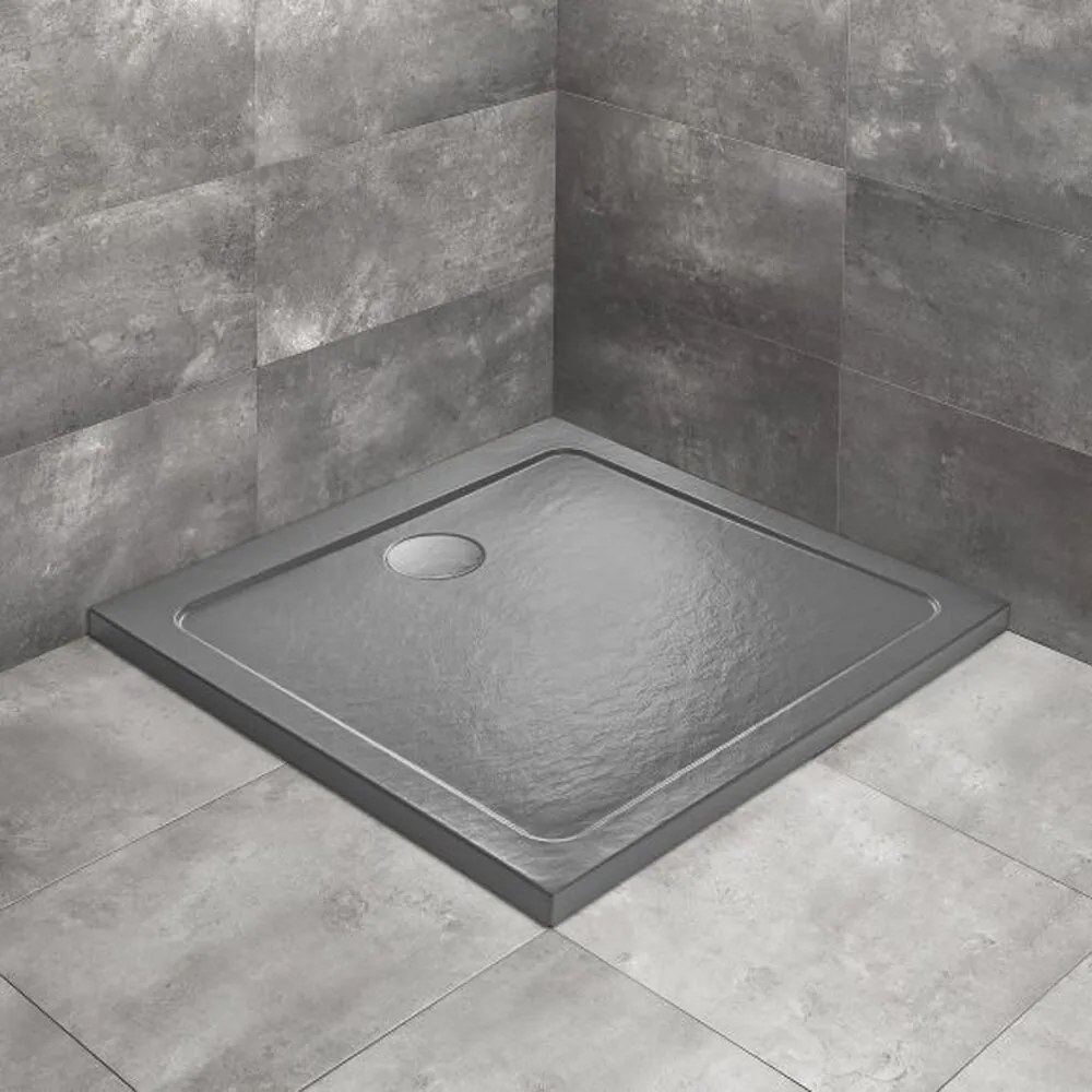 Cadita dus patrata Radaway Doros C Stone 90x90 cm acril antracit
