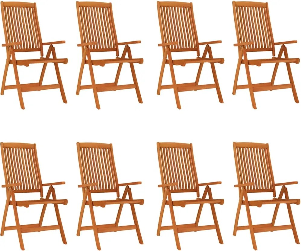 vidaXL Scaune de grădină pliabile, 8 buc., lemn masiv de eucalipt