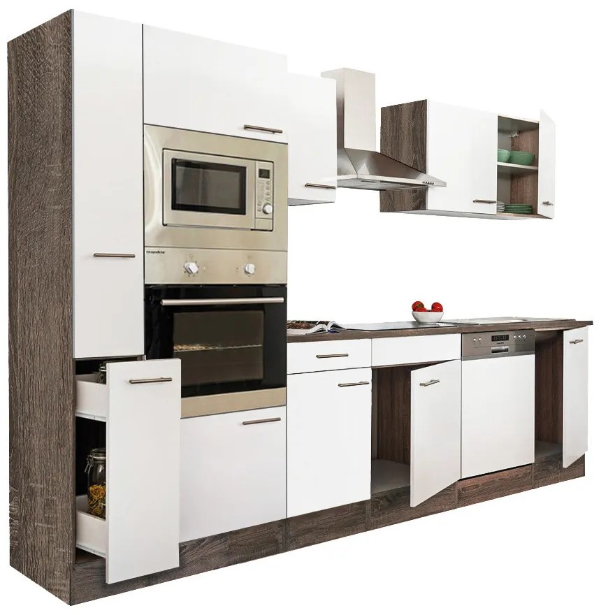 Mobilă de bucătărie Yorki 310, corp din stejar Yorki, cu față alb satinat