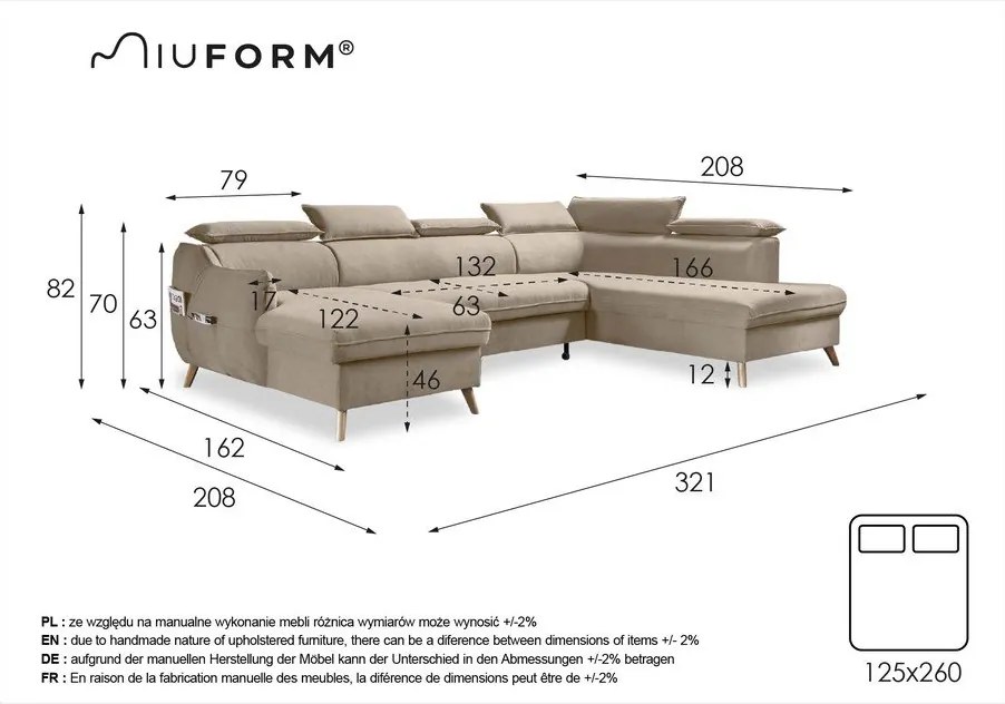 Colțar gri închis extensibil (cu colț pe partea dreaptă) Sweet Harmony – Miuform