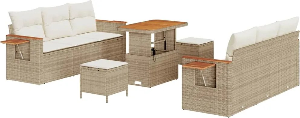 vidaXL Set de canapele pentru grădină 11 pcs Bej și crem poliratan