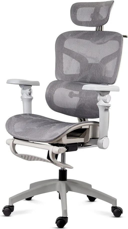 Scaun de birou ergonomic din mesh cu brațe 7D, șezut culisant și tetieră reglabilă 3D SYYT 9524 gri