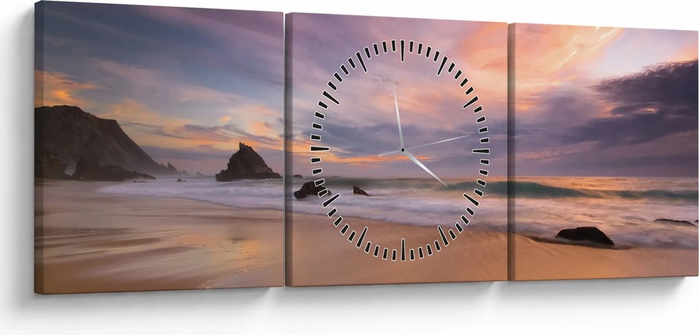 Tablou - Praia da Adraga (cu ceas) (90x30 cm)