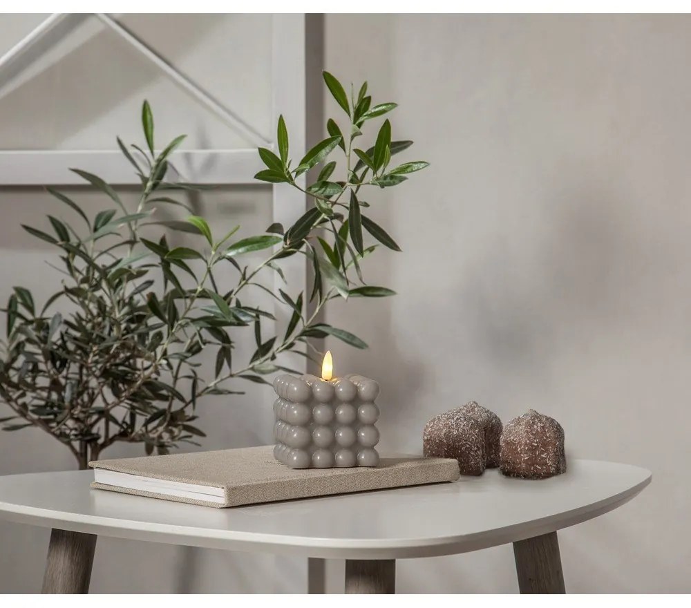 Lumânare cu LED din ceară gri Star Trading Flamme Dot, înălțime 9,5 cm