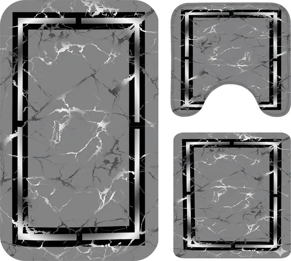 Set 3 Covoare baie antiderapante, 60x90 cm, CBA121