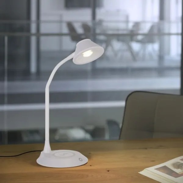 JUST LIGHT 14414-16 - Lampă de birou LED reglabilă cu încărcare PUCKI, LED/4,5W/230V, albă