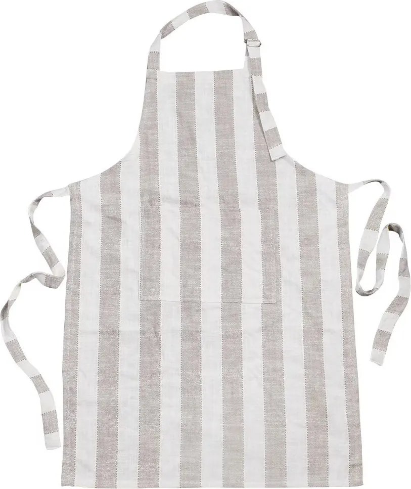 Șorț de bucătărie din bumbac organic bej, „Ida Stripe”